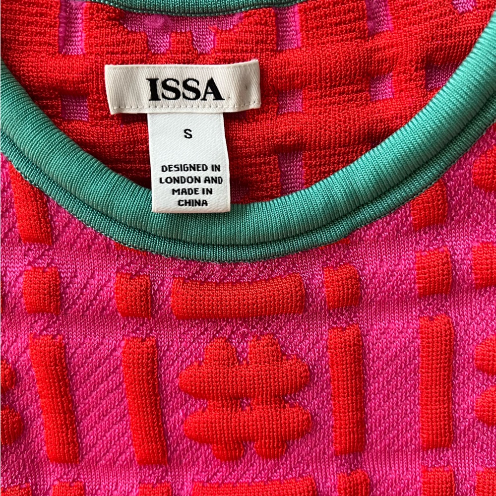 ISSA Red and Pink Textured Dress